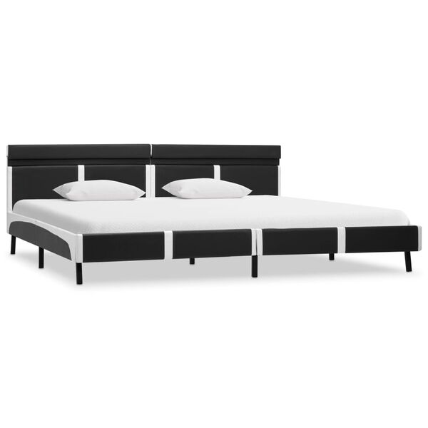 vidaXL voodiraam LEDiga, hall, kunstnahast, 180 x 200 cm