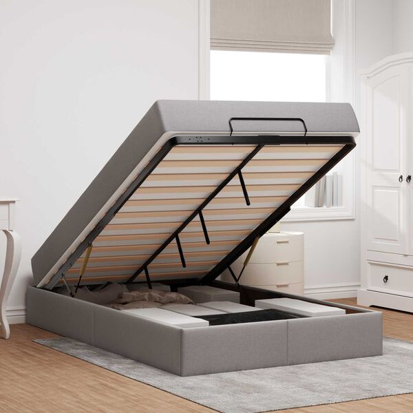 vidaXL Voodiraam madratsiga madratsiga 2 pcs Pruunikashall kangas