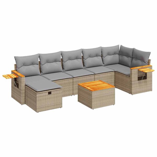 vidaXL 7-osaline aiadiivani komplekt patjadega, beež, pol&uuml;rotang