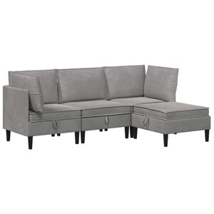 vidaXL Elutoa m&ouml;&ouml;bliseade padjaga ladustamisega 4 pcs Helehall Samet