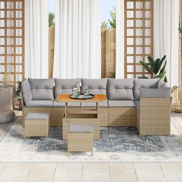 vidaXL Aia Diivanikomplekt 8 pcs Beež pol&uuml;rotang