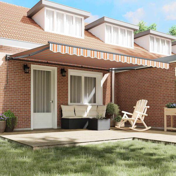 vidaXL K&auml;igukohandatav varikatus Sinine ja Oranž 450 &times; 300 cm