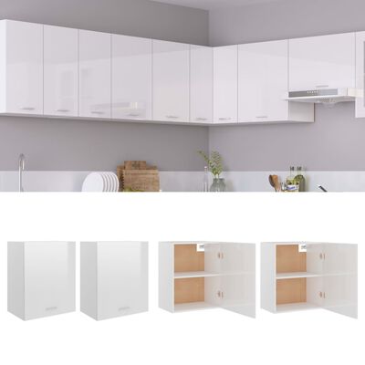 vidaXL köögikapid 2 tk, kõrgläikega, valge 50x31x60 cm, puitlaastplaat
