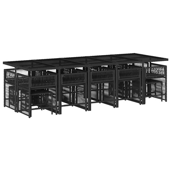 vidaXL 15-osaline aia s&ouml;&ouml;gim&ouml;&ouml;bli komplekt patjadega, must, pol&uuml;rotang