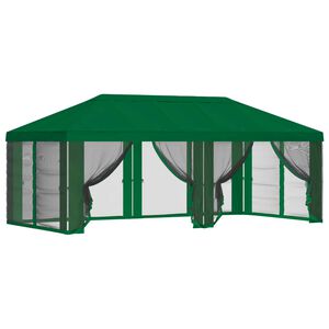 vidaXL Gazebo katte k&uuml;lgseinadega Roheline 600,5 x 300,5 cm Pol&uuml;ester