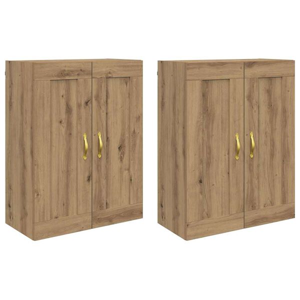 vidaXL Seinale kinnitatav kapp 2 pcs K&auml;sit&ouml;&ouml;puu 69,5 x 34 x 90 cm