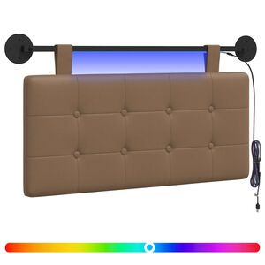 vidaXL Rippuv voodipeats LED-valgustusega Cappuccino Kunstnahk