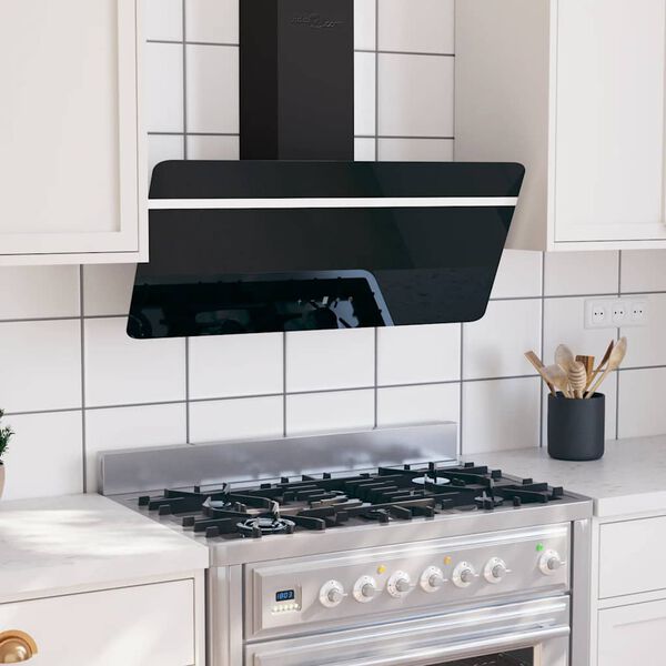 vidaXL pliidikubu, 90 cm, teras ja karastatud klaas, must