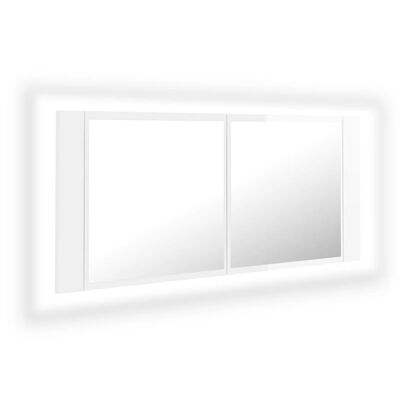 vidaXL LED-peeglikapp kõrgläikega valge 100x12x45 cm, akrüül