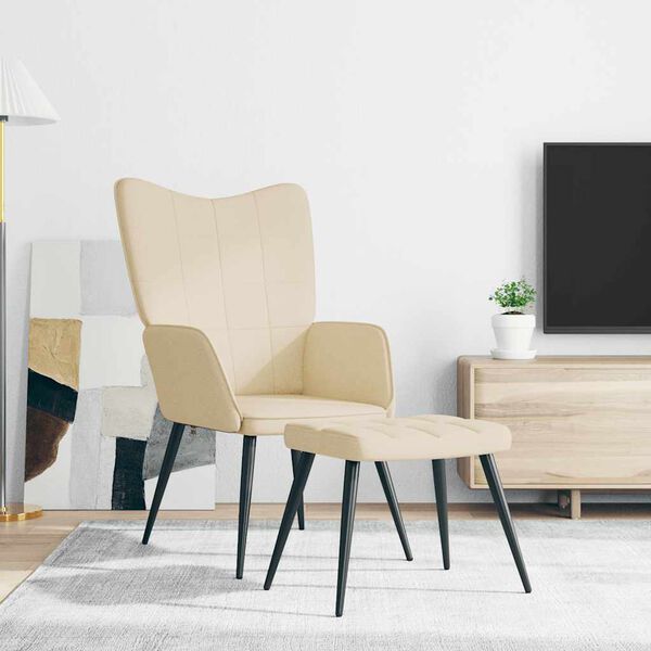 vidaXL puhketool jalapingiga, kreemjas, kangas