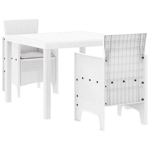 vidaXL Aia söögilaudade komplekt 3 pcs Valge Polt rattan