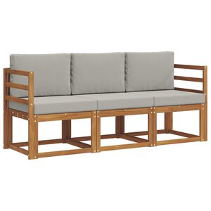 vidaXL V&auml;li diivanikomplekt padjaga 3 pcs Looduslik ja Hele Hall