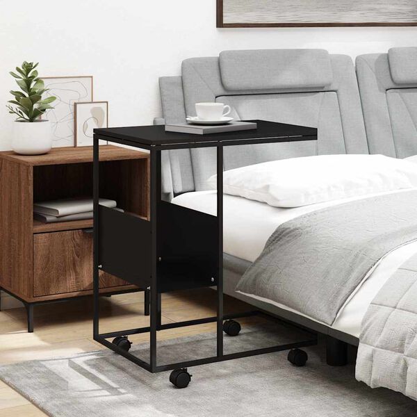 vidaXL lisalaud ratastega, must, 55 x 36 x 63,5 cm, tehispuit