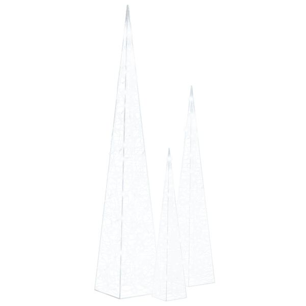 vidaXL akrüülist LED valguskoonusekomplekt, külm valge 60/90/120 cm