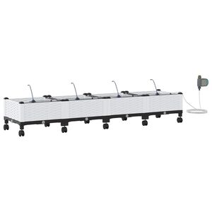 vidaXL Aiakonteiner Kastmise ja Ratastega 4 tk Valge 160 x 40 x 28 cm