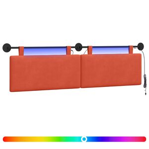 vidaXL Rippuv voodipeats LED-valgustusega Punane oranž Korter kangas