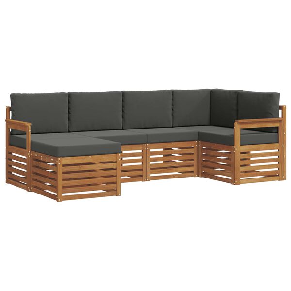 vidaXL Nurgadiivanikomplekt padjaga 6 pcs Looduslik ja antriit