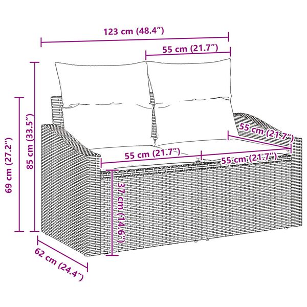 vidaXL Aia Diivanikomplekt ladustamisega Helehall polürotang