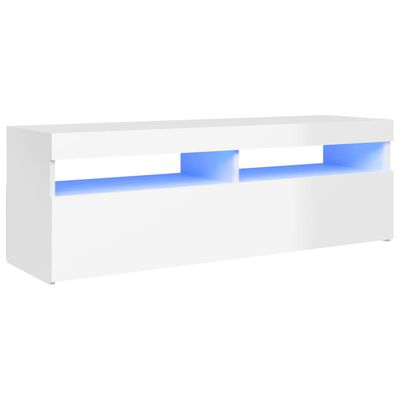vidaXL telerialus LED-tuledega, kõrgläikega valge, 120 x 35 x 40 cm