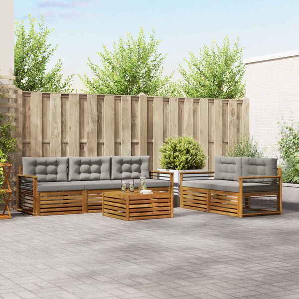 vidaXL V&auml;li diivanikomplekt padjaga 6 pcs Looduslik ja Hele Hall