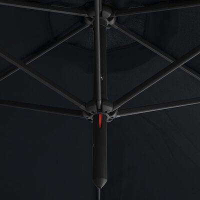 vidaXL topelt päikesevari, teraspostiga, must, 600 cm