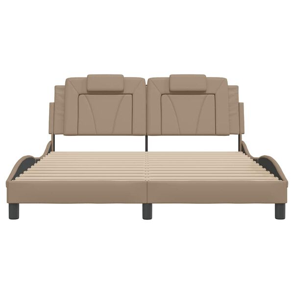 vidaXL voodiraam Viana ilma madratsita, cappuccino, 160x200 cm, kunstnahk