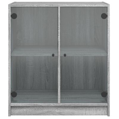 vidaXL klaasustega külgkapp, hall Sonoma tamm, 68 x 37 x 75,5 cm