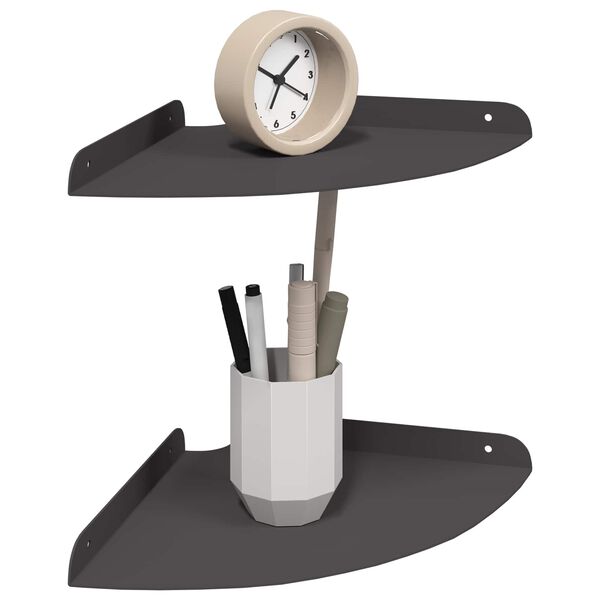 vidaXL Seinariiul riiuliga ladustamisega 2 pcs Must 24 x 24 x 2 cm