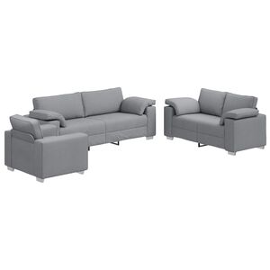 vidaXL Diivan 3 pcs Helehall 219 x 80 x 82 cm Lina-segu kangas