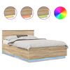 vidaXL Voodi raam LED -ribatuledega Sonoma tamm 150 x 200 cm Tehispuit