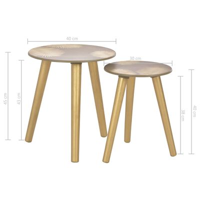 vidaXL üksteise alla mahtuvad lauad 2 tk, kuldne 40x45 cm/30x40 cm MDF