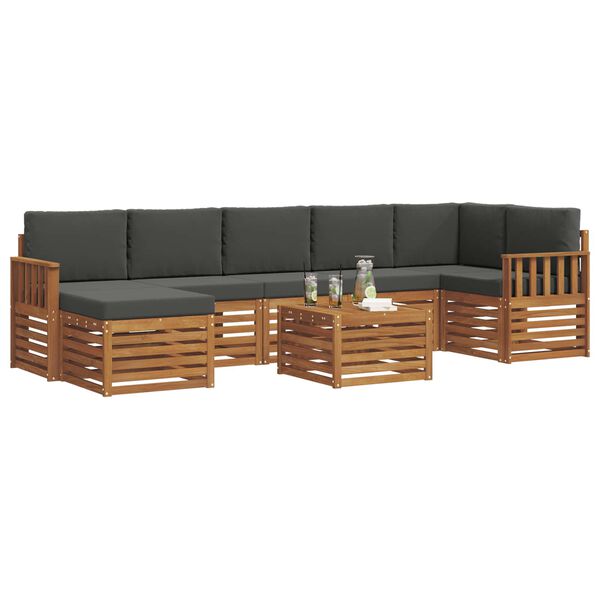 vidaXL Diivanikomplektid 8 pcs Looduslik ja antriit Tugev akatsiapuu