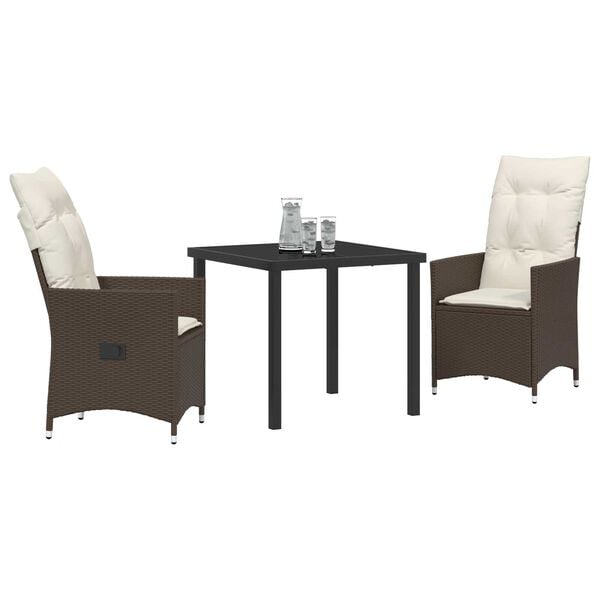 vidaXL Aia söögilaudade komplekt padjaga 3 pcs Pruun Polürooster