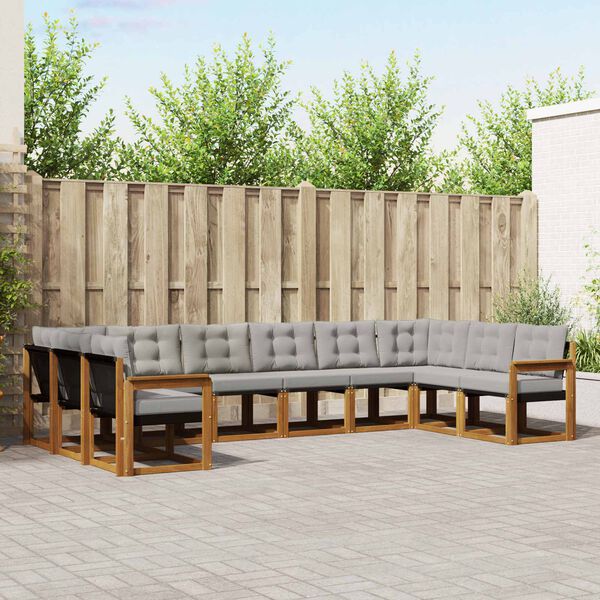 vidaXL V&auml;li diivanikomplekt padjaga 10 pcs Looduslik ja Hele Hall