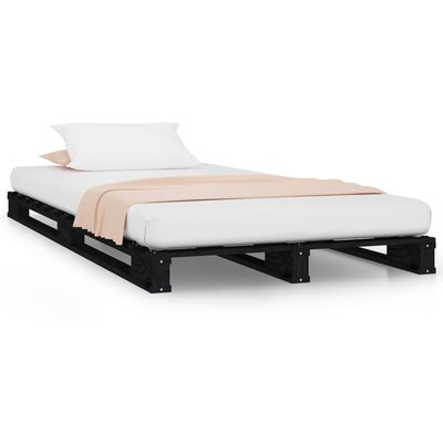 vidaXL kaubaalustest voodi, must, 90 x 190 cm, männipuit