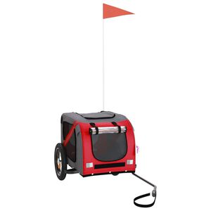 vidaXL lemmiklooma ratta j&auml;relk&auml;ru, punane ja hall, oxford kangas/raud