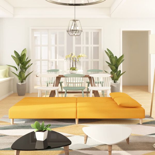 vidaXL 2-kohaline diivanvoodi patjadega, kollane, kangas