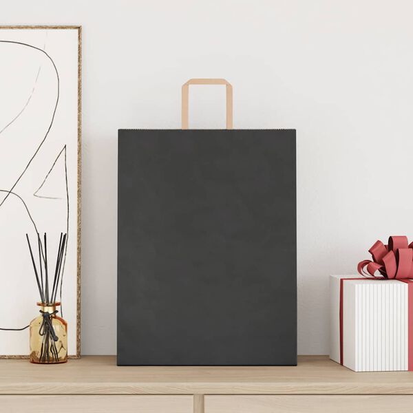 vidaXL paberkotid, 50 tk, k&auml;epidemetega, must, 32x12x42 cm