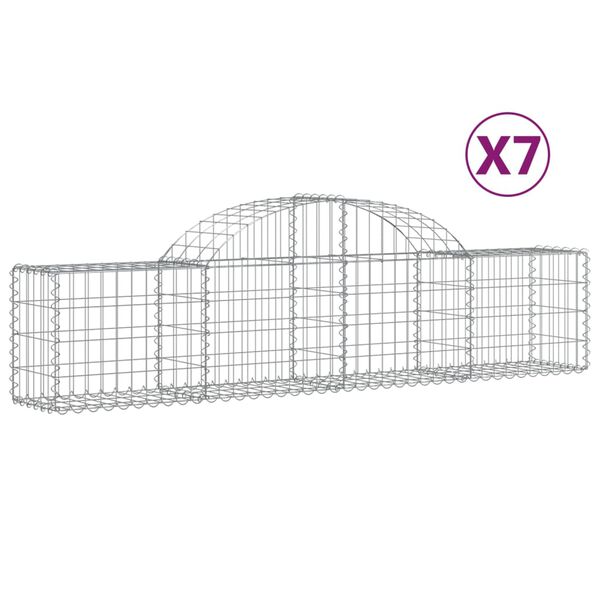 vidaXL kaarekujulised gabioonkorvid 7 tk, 200x30x40/60 cm, raud