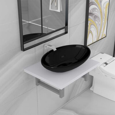 vidaXL kaheosaline vannitoamööbli komplekt, keraamiline, valge