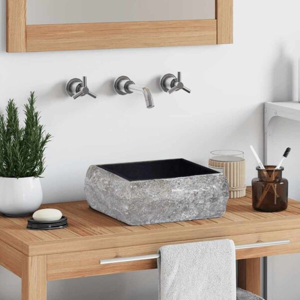 vidaXL valamu, must, 30x30x13 cm, marmor