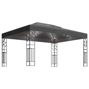 vidaXL varjualune topeltkatuse ja LED-n&ouml;&ouml;rvalgustiga 3x4 m antratsiit