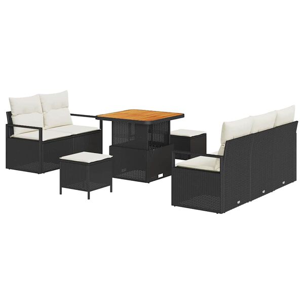 vidaXL Aia Diivanikomplekt padjaga 8 pcs Must pol&uuml;rotang