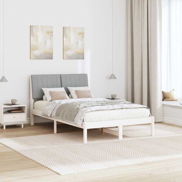 vidaXL Voodi raam peaga Valge 120 x 200 cm Tahke m&auml;nd