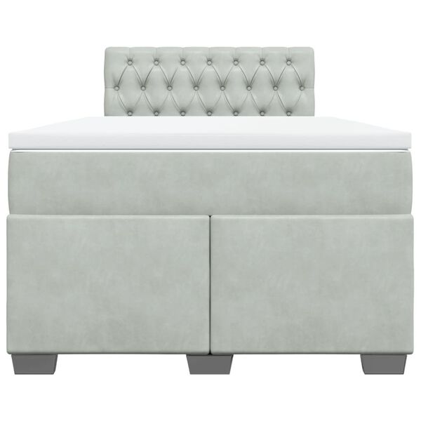 vidaXL kontinentaalvoodi madratsiga, helehall, 120x200 cm, samet