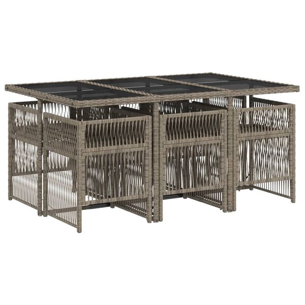 vidaXL 7-osaline aiam&ouml;&ouml;bli komplekt patjadega, hall, pol&uuml;rotang