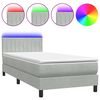 vidaXL kontinentaalvoodi madrats ja LED Helehall 100x220 cm samet