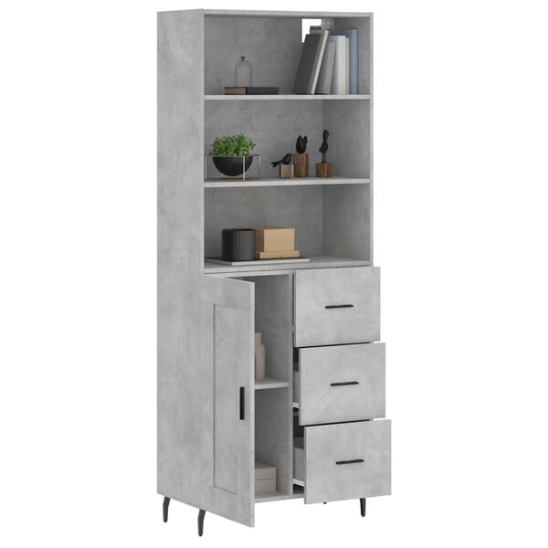 vidaXL k&otilde;rge kapp, betoonhall, 69,5 x 34 x 180 cm,tehispuit