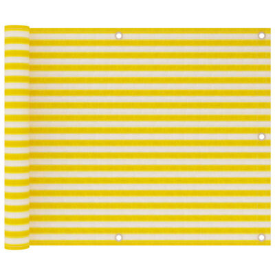 vidaXL rõdusirm, kollane ja valge, 75 x 300 cm, HDPE