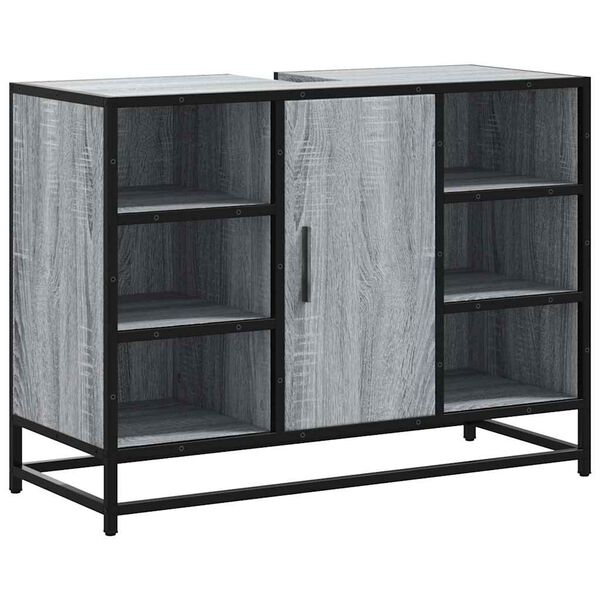 vidaXL vannitoakapp valamu, hall Sonoma tamm, 80x33x60 cm, tehispuit